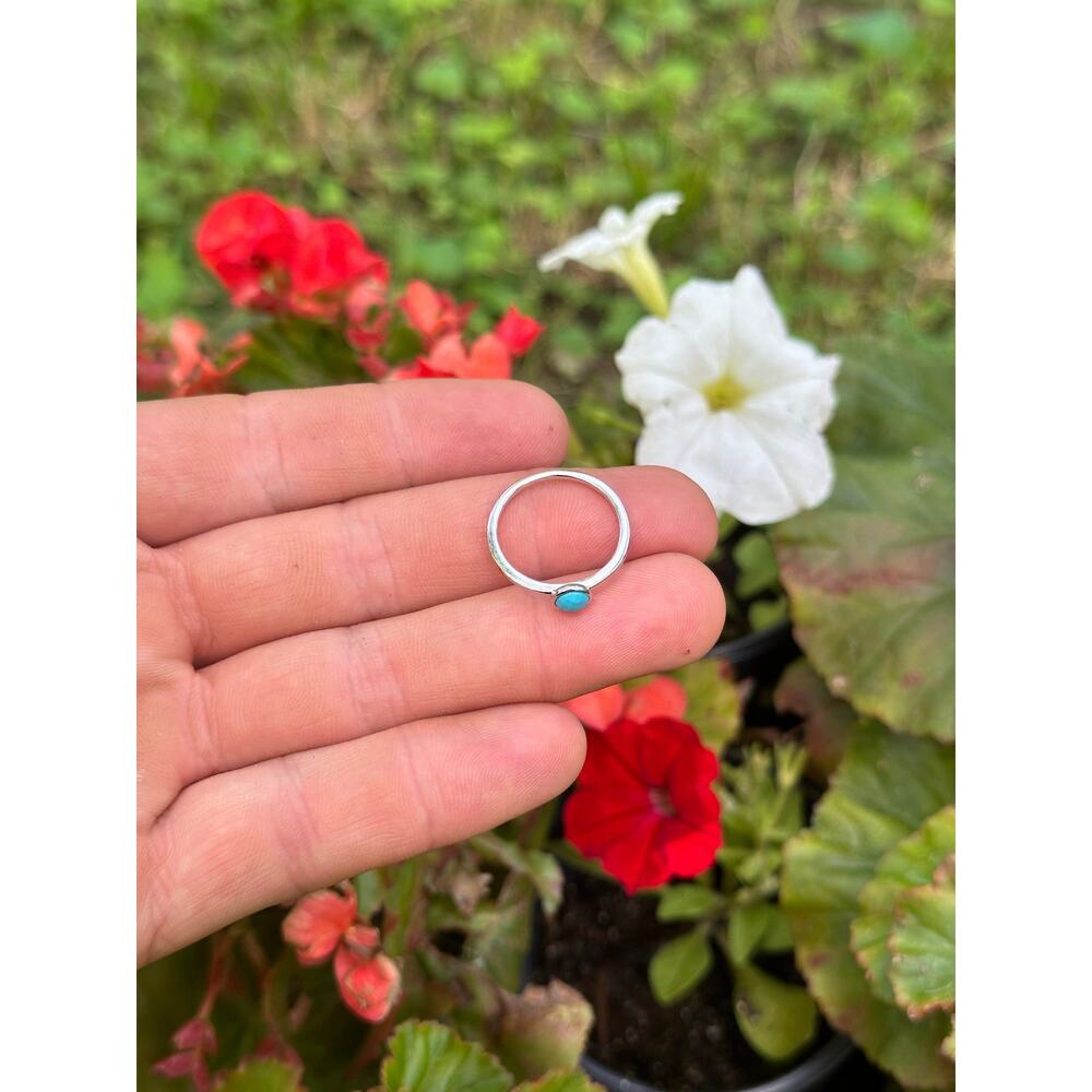Sterling Silver Rounded Turquoise Bead Ring - Picture 6 of 7